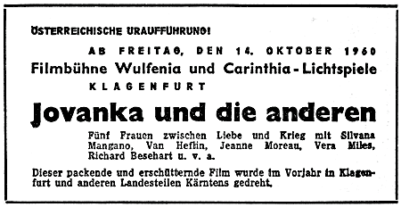   Österreichische Uraufführung am 14. Oktober 1960  
