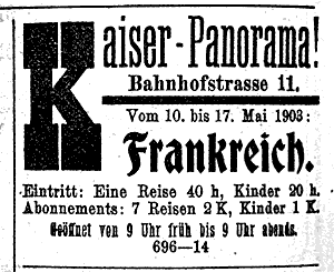 Kaiser-Panorama / Bahnhofstrasse 11 / Frankreich