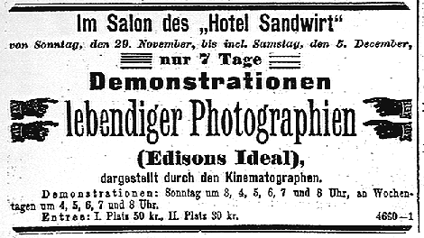 29. November 1896 - Erste Kinovorfhrung in Klagenfurt