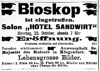 Bioskop ist eingetroffen. Salon Hotel Sandwirt